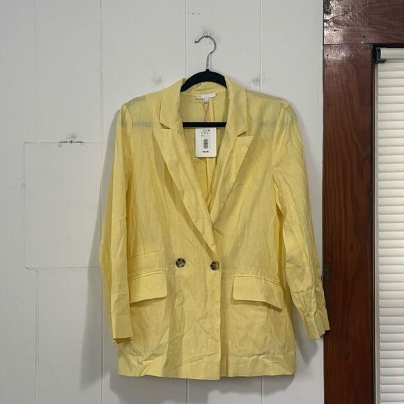 GB Gianni Bini Yellow Linen Blazer NWT Size L - Picture 1 of 5